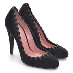 Alexandra Neel Uffizi Black Suede Heels Pumps 38.5 New